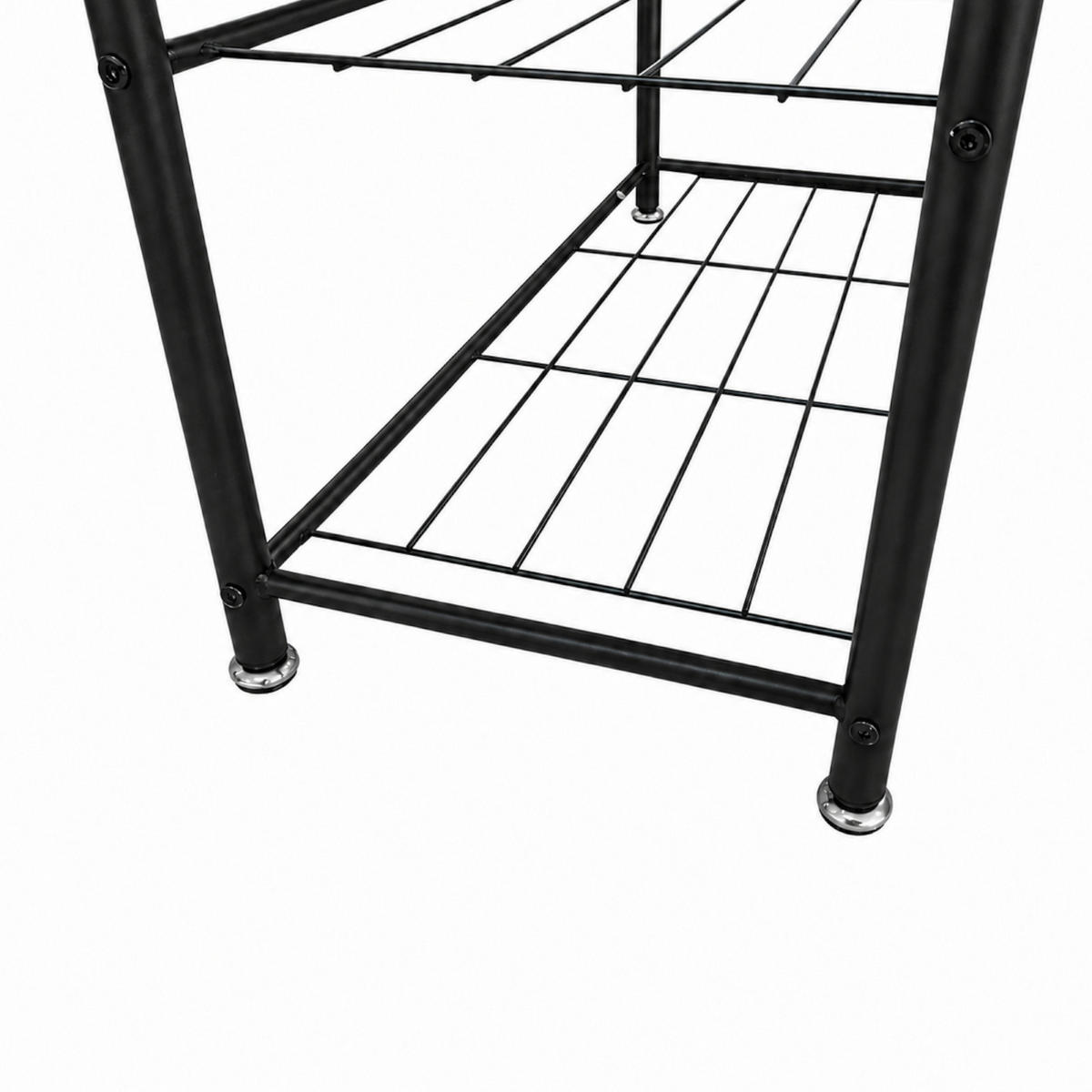 KLEIDERSTÄNDER MDF Metall Schwarz mit Sitzbank Haken und Schuhablagen 70x32x175 cm - Schwarz, Holzwerkstoff/Metall (70/175/32cm) - Begryf