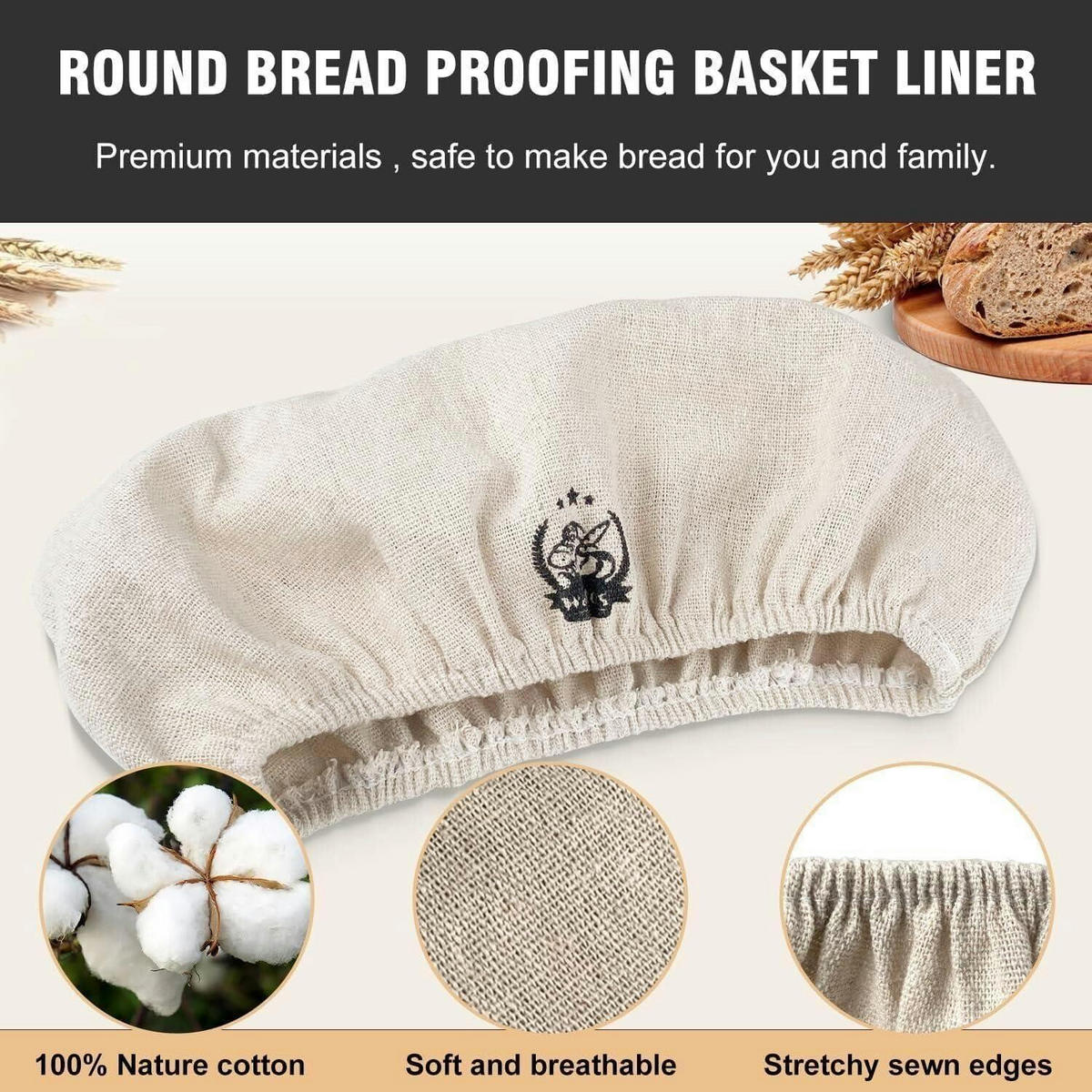 GÄRKÖRB Set 2-teilig Rattan 23cm Rund & 25cm Oval inkl. Zubehör - Creme, Naturmaterialien (25/8/8cm)