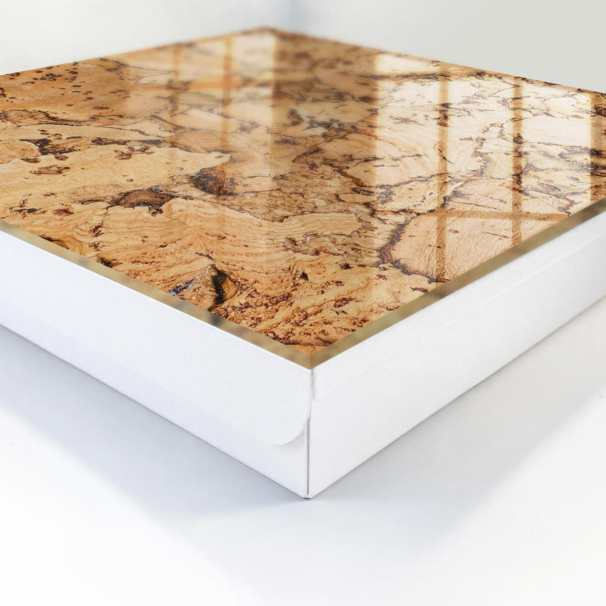 SCHLÜSSELBOX Weiß 30x30 cm – Türöffnung nach rechts - Korknatur - Braun, Metall (30/30/5cm) - TULUP