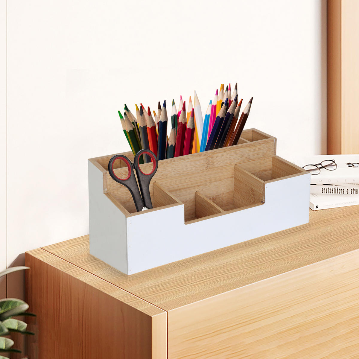 SCHREIBTISCHORGANIZER - Multicolor, Holz (15/30/11cm) - Relaxdays
