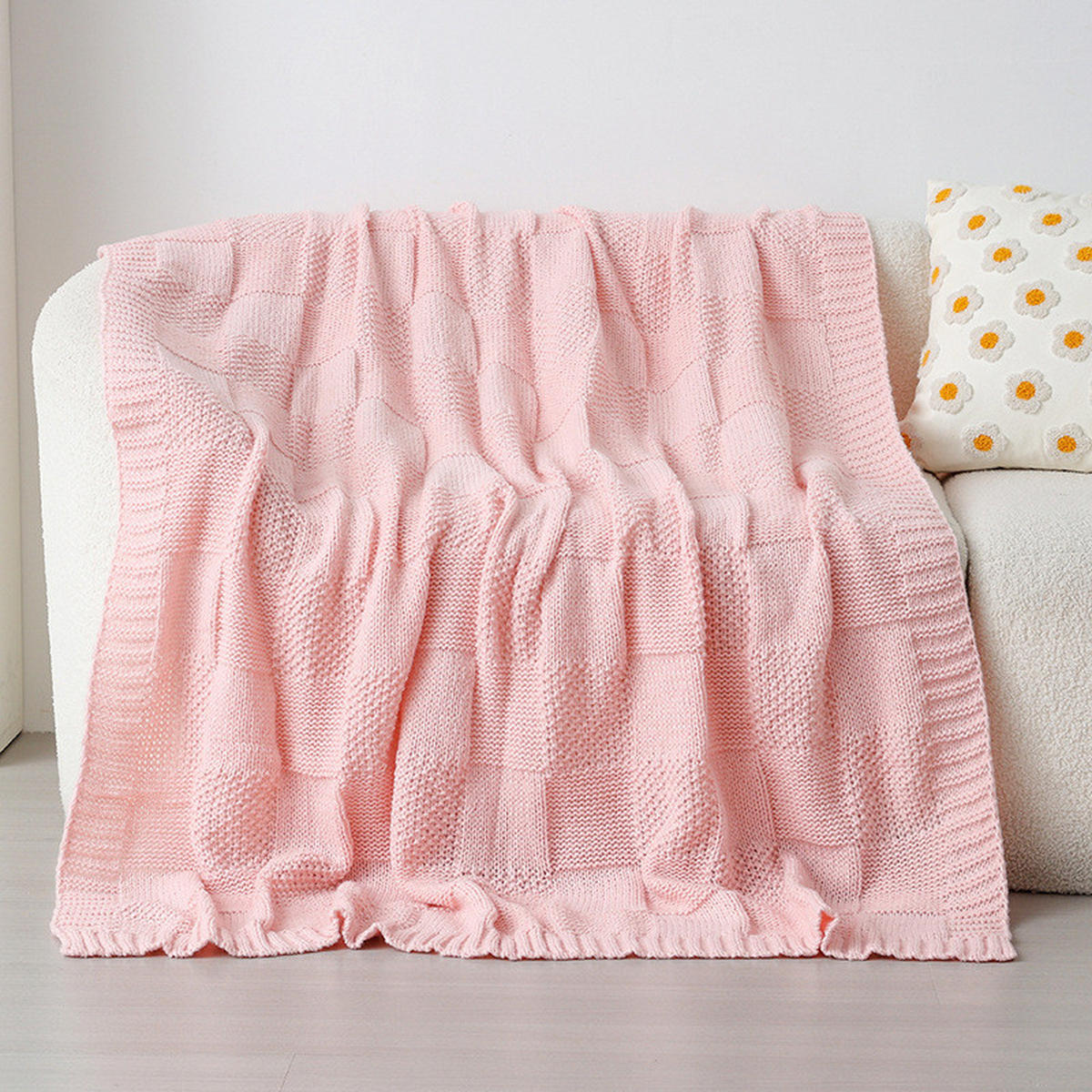 STRICKDECKE – 130 x 160 cm – Pink - Pink, Textil (130/160cm)