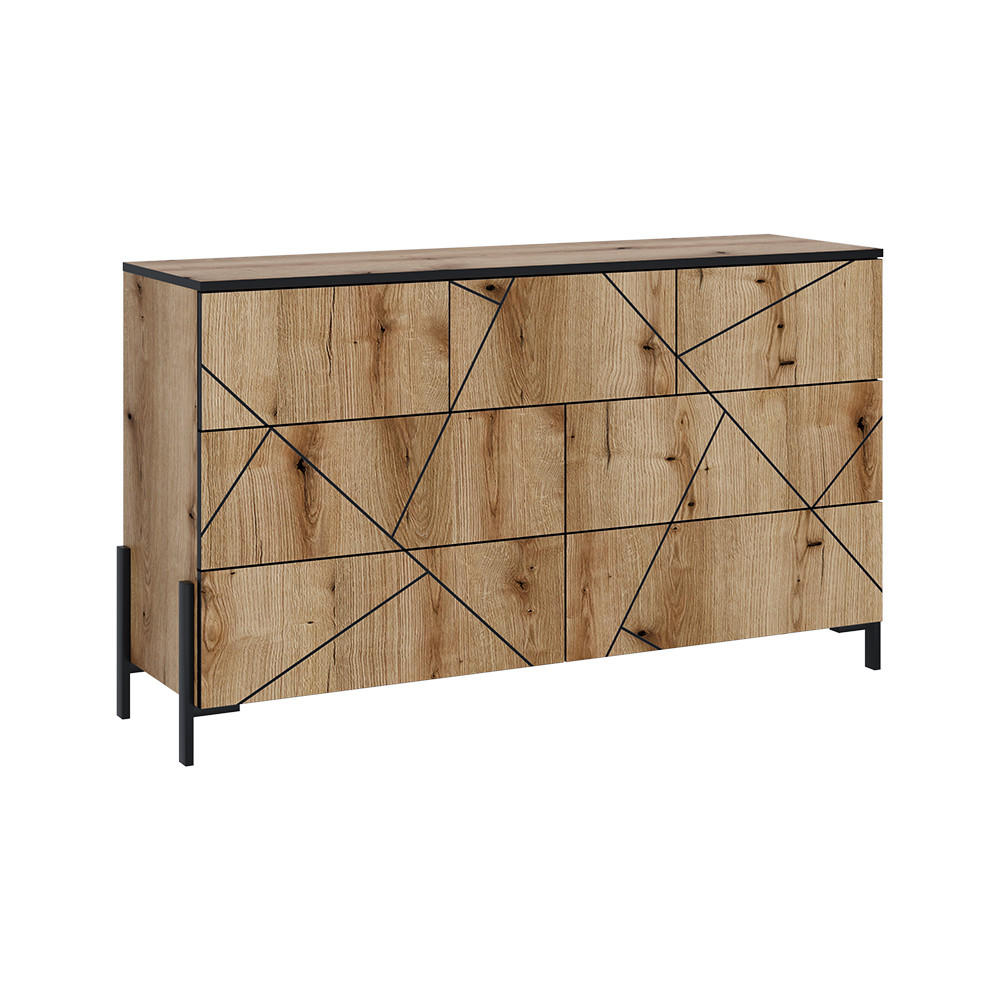 KOMMODE Hatto Eiche 139.8 x 80.2 cm mit 7 Schubladen - Eichefarben, Holzwerkstoff (139.8/80.2/39.7cm) - Vicco