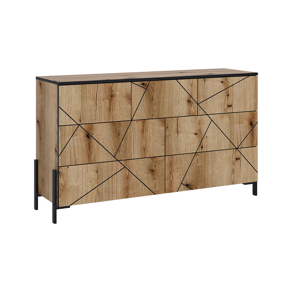 KOMMODE Hatto Eiche 139.8 x 80.2 cm mit 7 Schubladen - Eichefarben, Holzwerkstoff (139.8/80.2/39.7cm) - Vicco