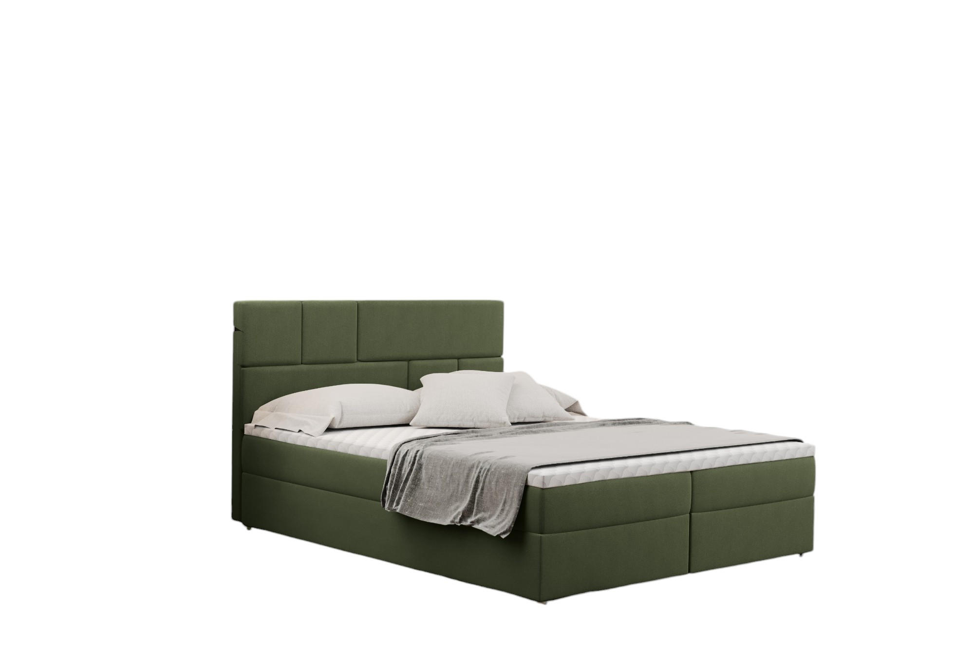 BOXBETT Mit Bettkasten Und Matratze BALI Stoff Mat Velvet Olive 120x200 cm H3-Bonell - Olivgrün, Holz/Holzwerkstoff (120/200cm) - Kaiser Möbel