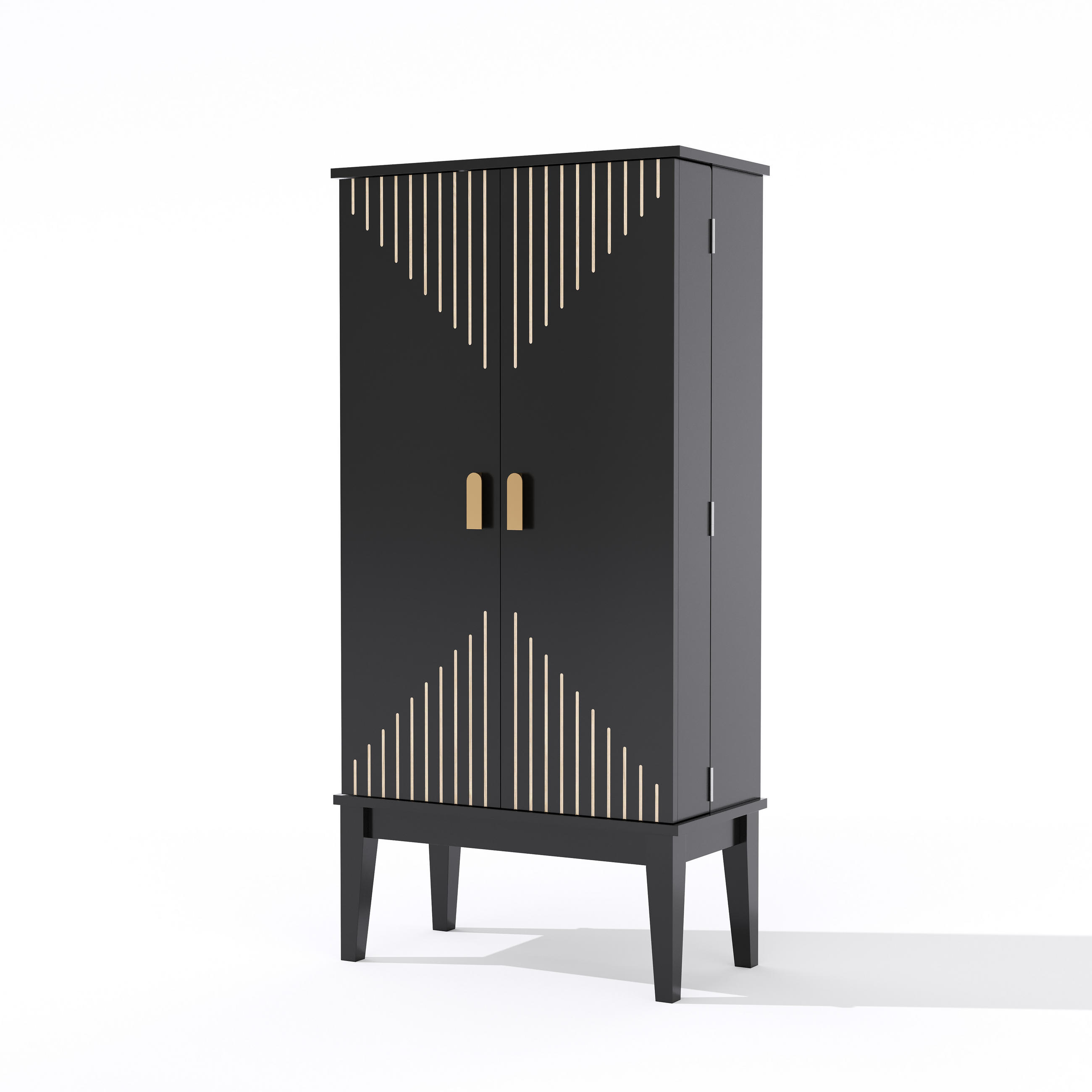 HIGHBOARD DE-38665 120/59/30 cm 5 Regalfächer und Türablage Schwarz - Schwarz, Holzwerkstoff (59/120/30cm) - ComfortXL