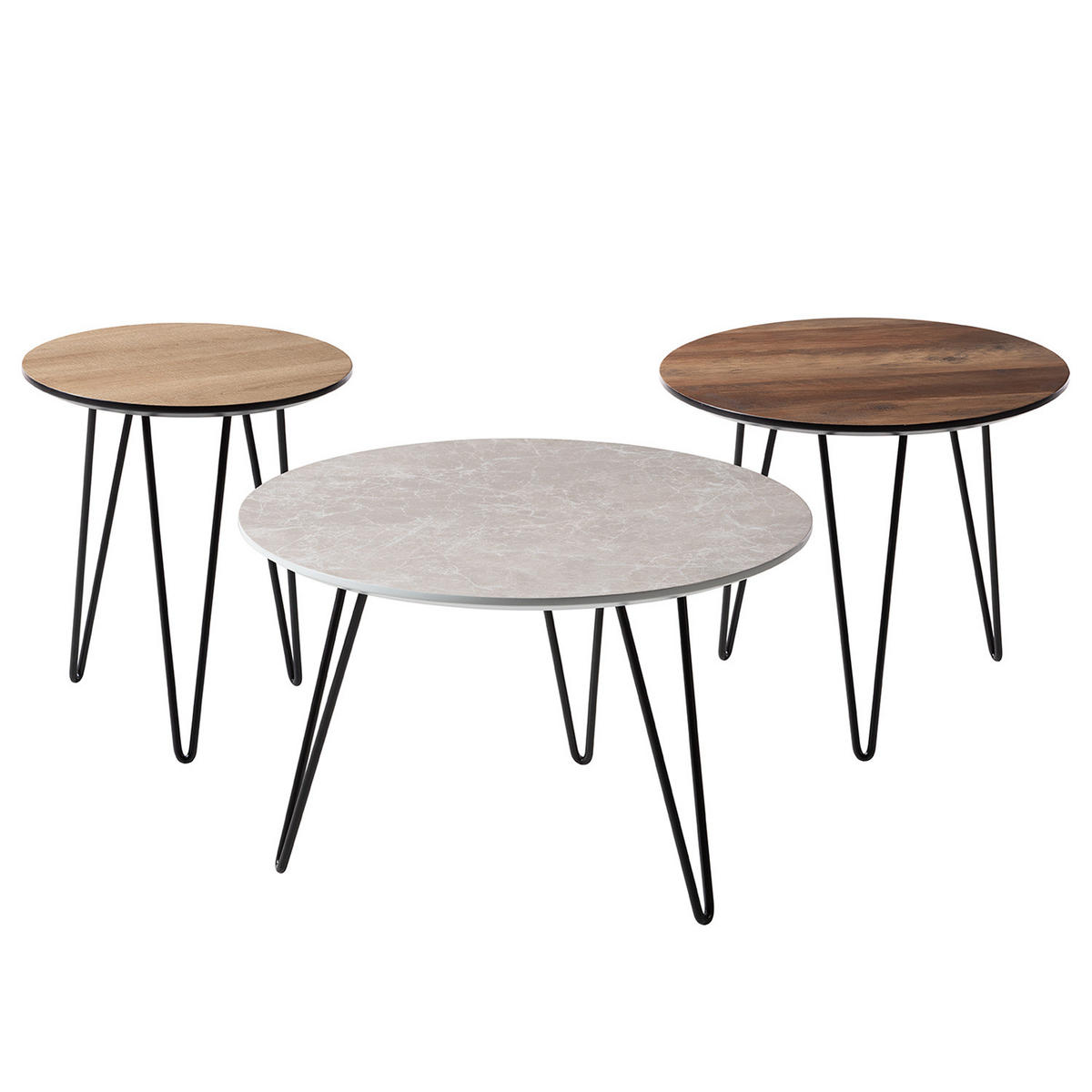 COUCHTISCH - Marmor Hellgrau Dekor / Schwarz - Hellgrau/Schwarz, Holzwerkstoff/Kunststoff (60/60/38cm) - home24