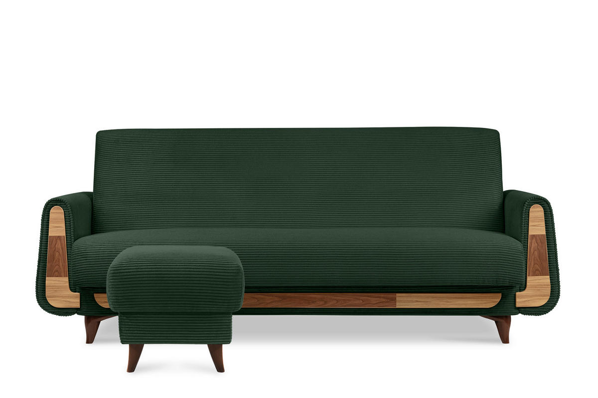 FUẞSTÜTZE GUSTAVO II, Dunkelgrün - Dunkelgrün/Braun, Holz/Holzwerkstoff (53/49/53cm) - KONSIMO®