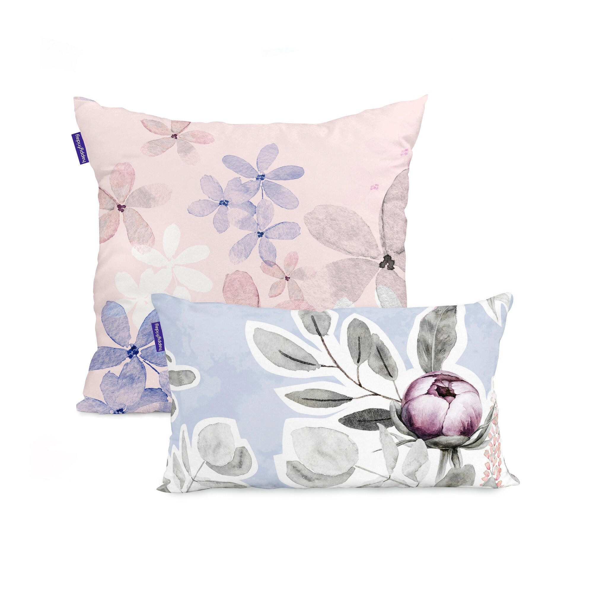 KISSENBEZUG delicate bouquet 50x50 + 50x30 cm mehrfarbig - Multicolor, Textil (50/50cm) - Happy Friday