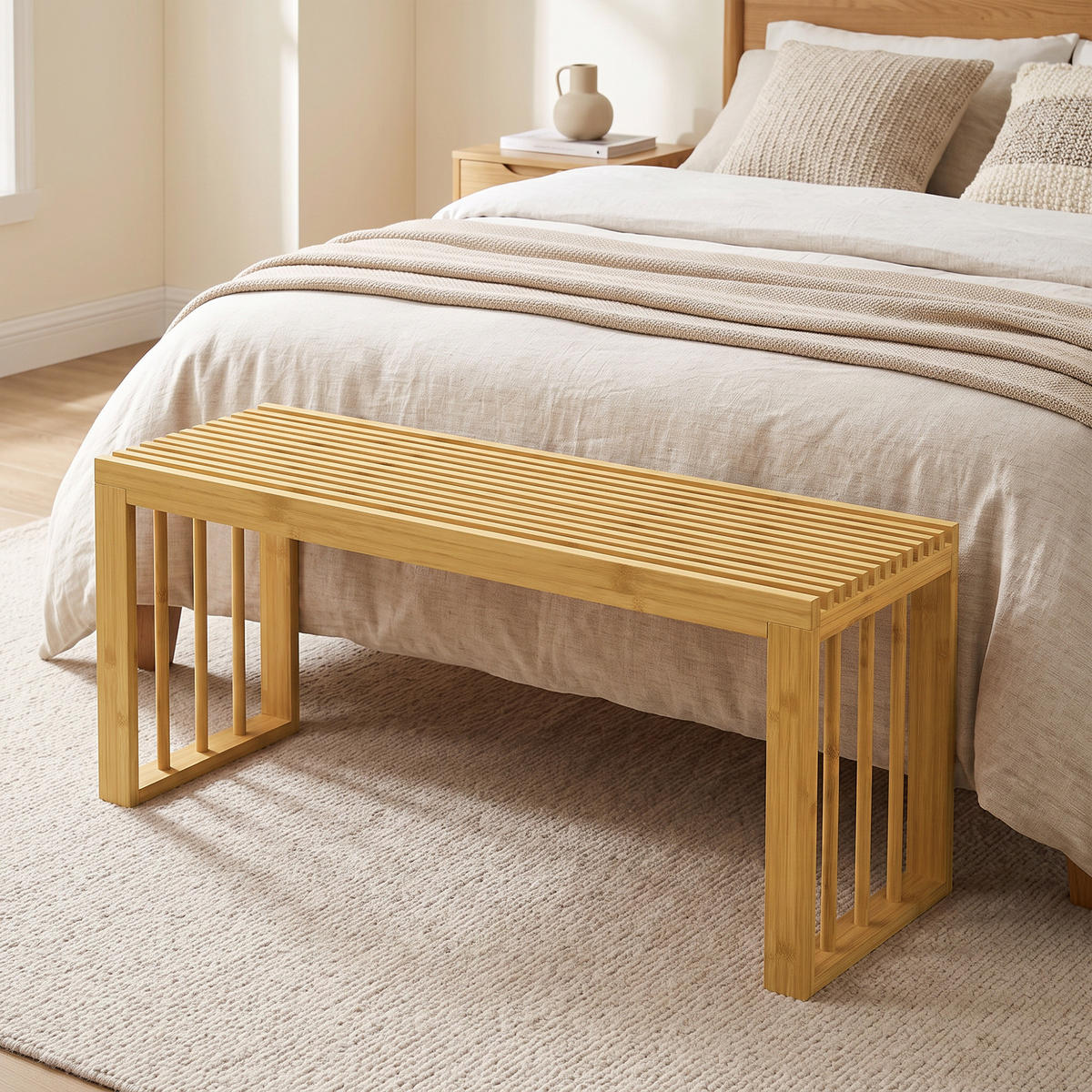 SCHUHBANK Bambus Naturholz - Naturfarben, Holz/Bambusholz (33/43/90cm) - HOMCOM
