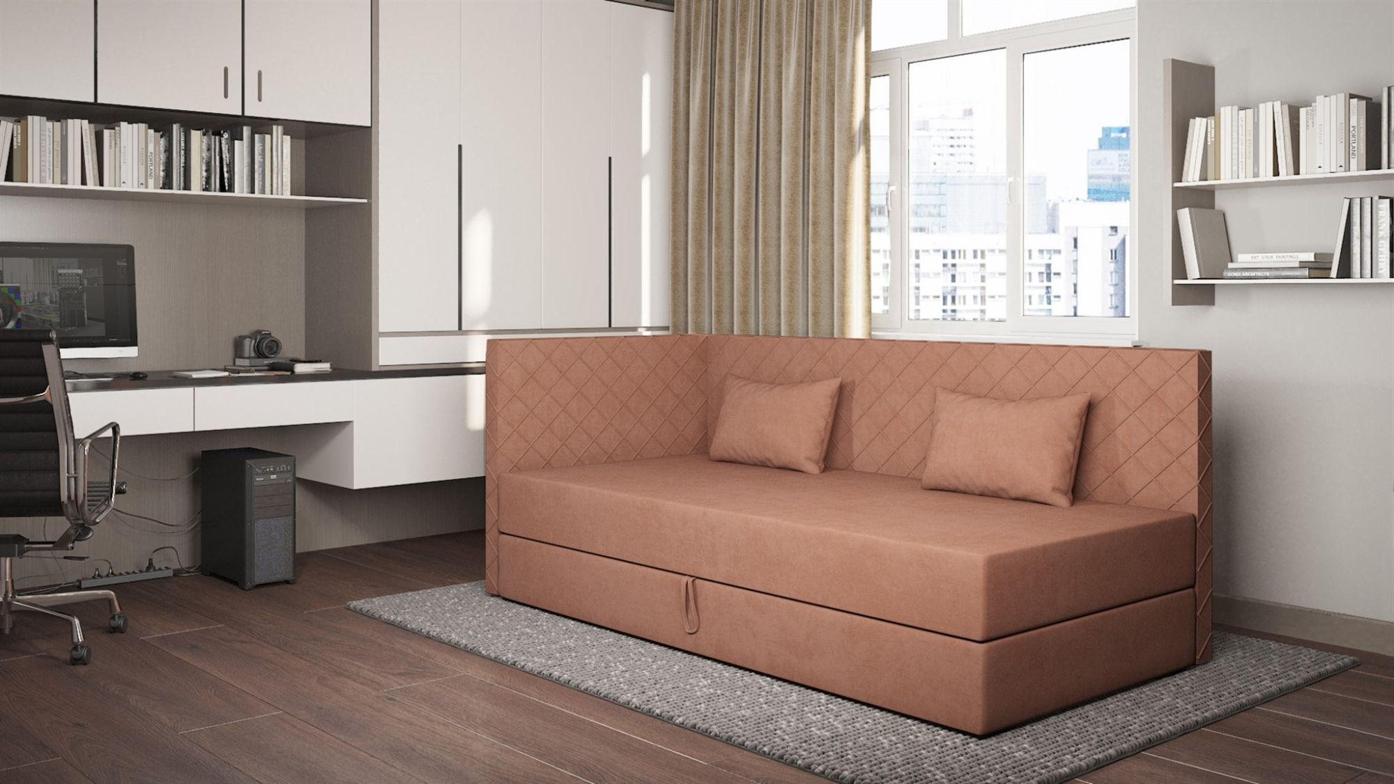 SOFA Liana In Opera - Hellrosa, Holzwerkstoff/Textil (207/90/97cm) - Fun Möbel