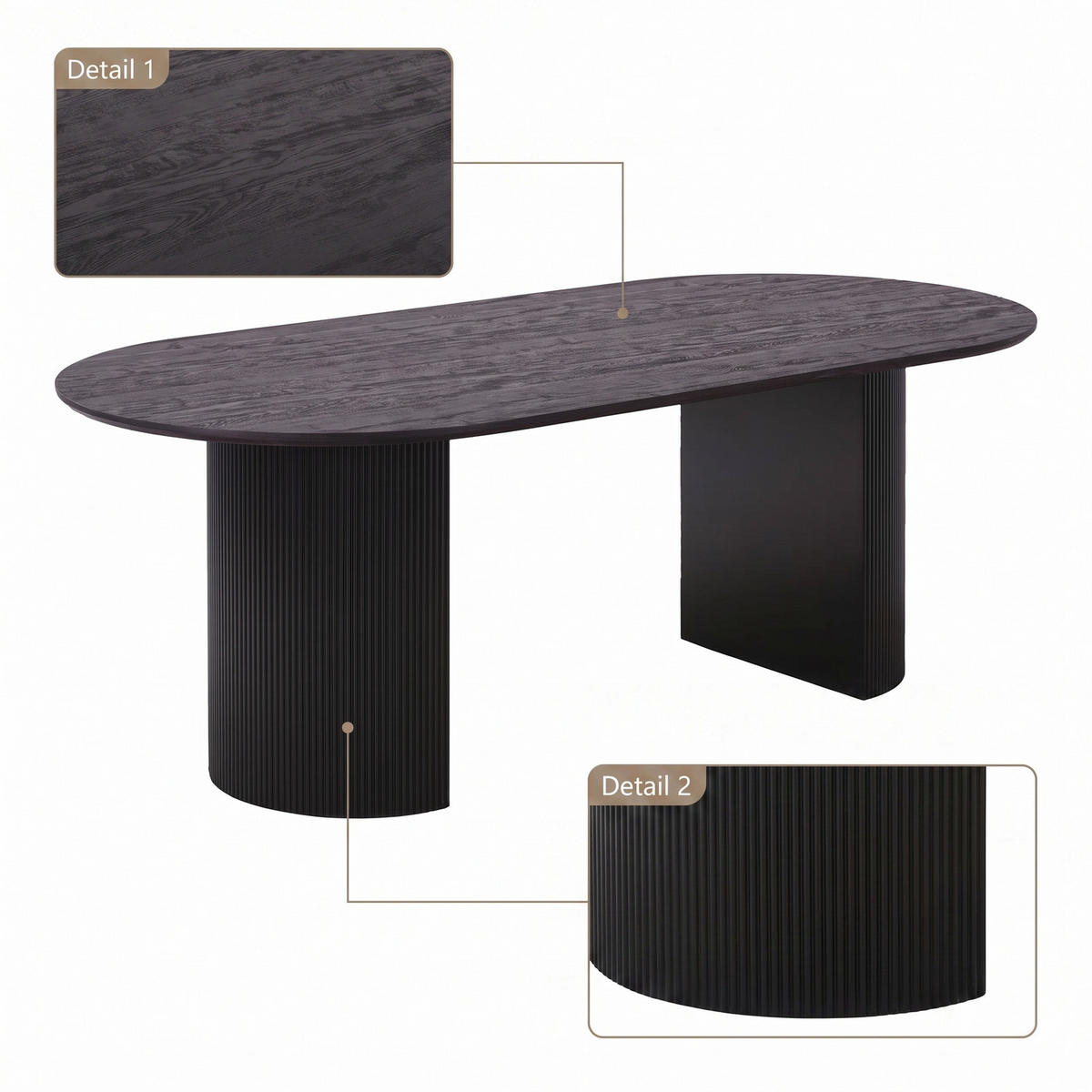 MATBORD Boavista 100 x 210 x 75 cm – mörkbrun - Mörkbrun, Träbaserade material/Textil (210/100/75cm) - ebuy24