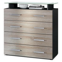 KOMMODE Pavos Eiche sägerau - Eiche San Remo, Holzwerkstoff (76/81/35cm) - Vladon