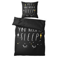 BETTWÄSCHE 2-teilig All You Need is Sleep - Schwarz, Naturmaterialien (135/200cm) - Sanilo