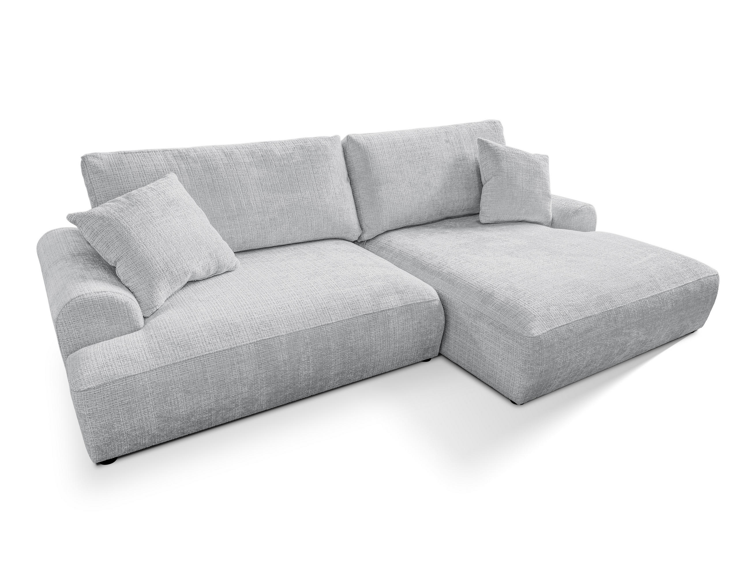 ECKSOFA Melvano mit Schlaffunktion und Bettkasten im Japandi-Stil aus weichem Hellgrau Chenille-Stoff - Hellgrau/Schwarz, Holz/Kunststoff (240/145cm) - S-Style