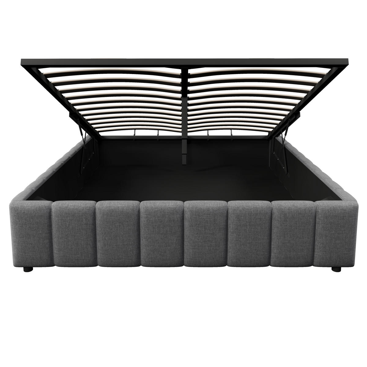POLSTERBETT 140x200cm Grau hydraulische Lagerung ohne Kopfteil - Grau, Holz (140/200cm) - FLIEKS