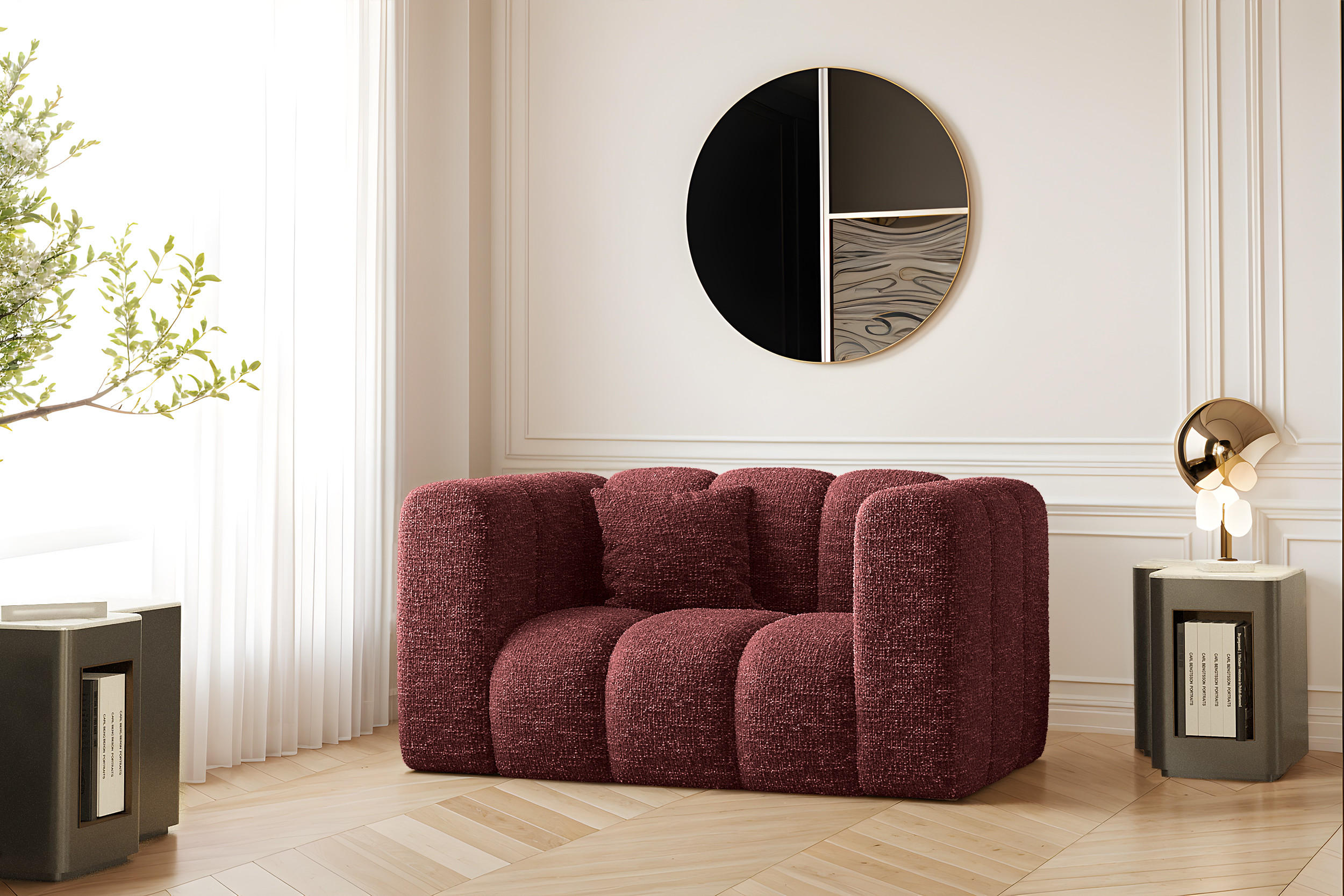 SESSEL Sofa Grand modular stoff Haga Rotwein - Rot, Holz (137/70/89cm) - Kaiser Möbel