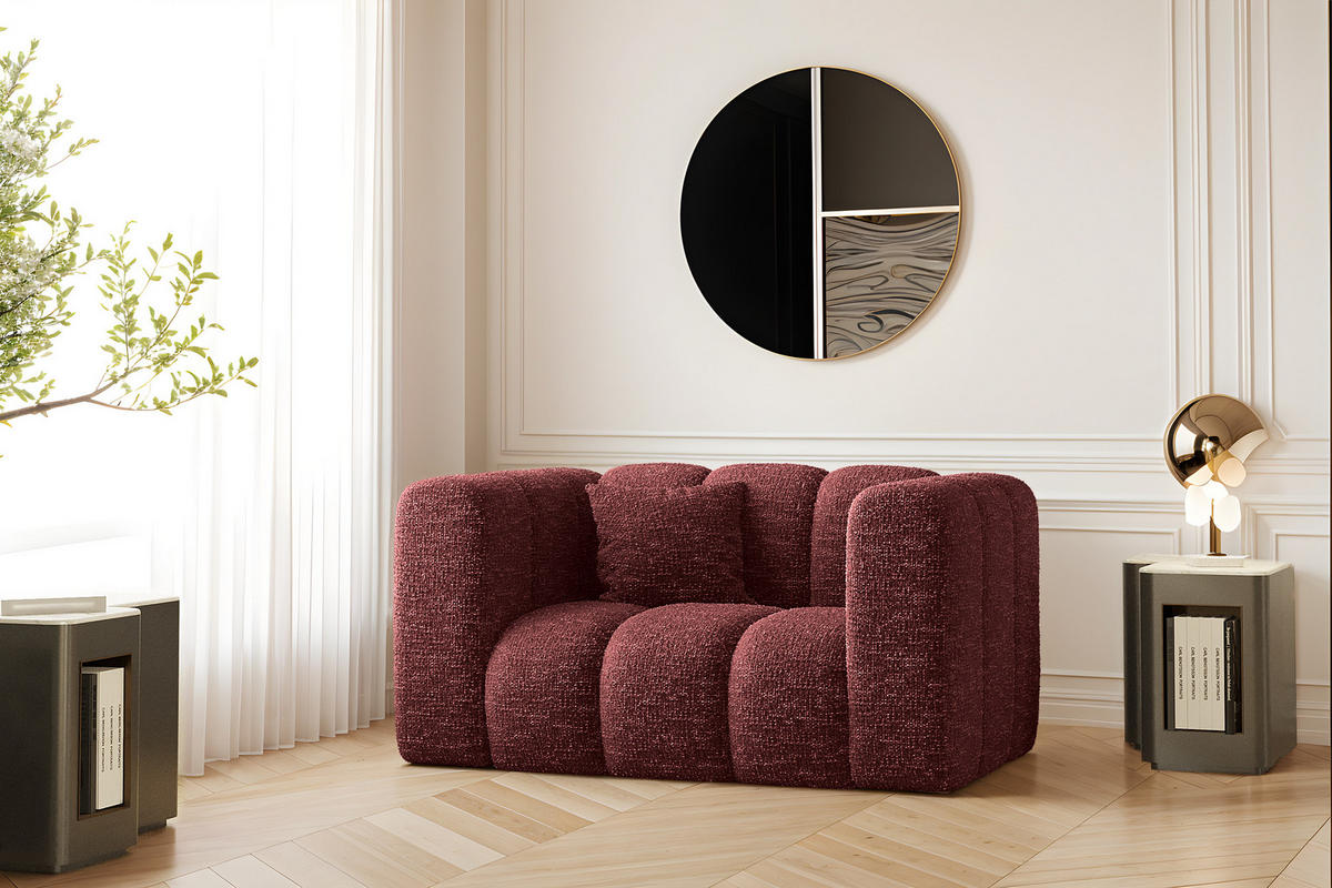 SESSEL Sofa Grand modular stoff Haga Rotwein - Rot, Holz (137/70/89cm) - Kaiser Möbel