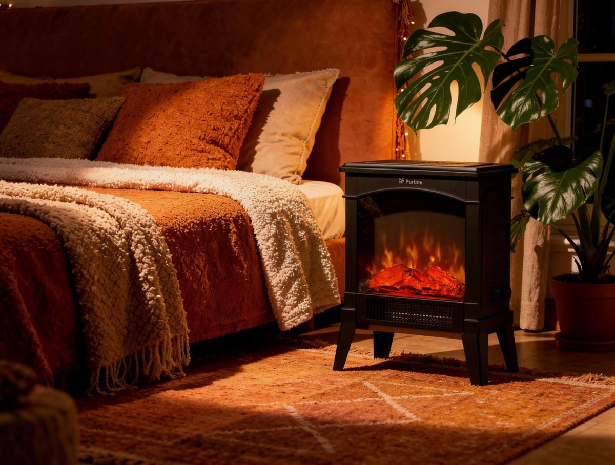 ELEKTROKAMIN Schwarz Bodenmodell mit integrierter Heizung 1500 W - Schwarz, Glas (35/46/22cm) - Purline