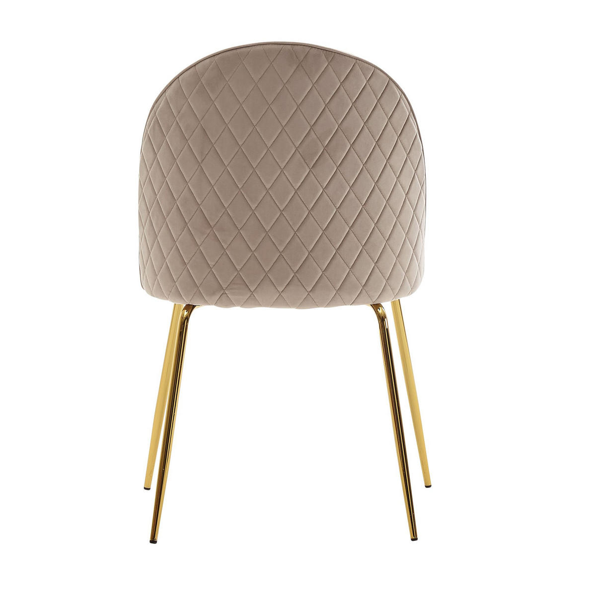 ESSZIMMERSTUHL 2er Set Samtbezug mit Metallgestell Diamantsteppung Skandinavisch gepolstert, Beige 53x50x87 cm - Beige/Goldfarben, Textil/Metall (53/87/50cm) - KADIMA DESIGN