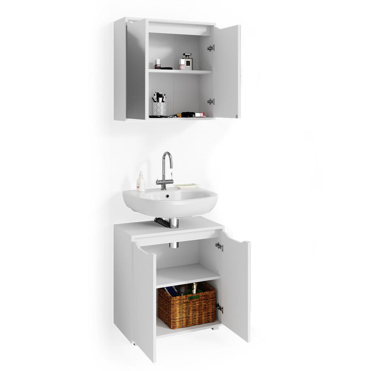 BADMÖBEL-SET Ruben Weiß 2 Teile - Weiß, Holzwerkstoff (60/62/30cm) - Vicco