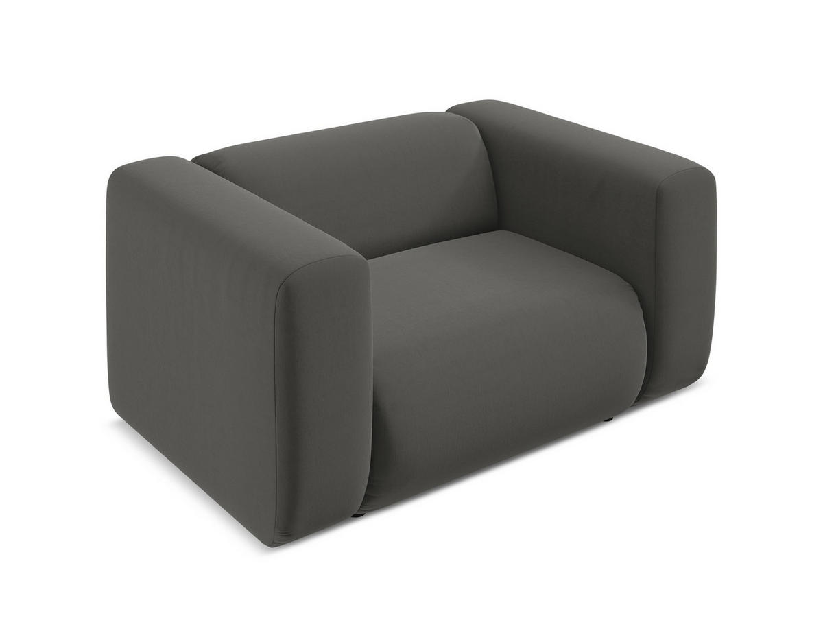 SESSEL Samt Stoff Grau - Dunkelgrau/Schwarz, Kunststoff/Textil (137/70/89cm) - Makamii