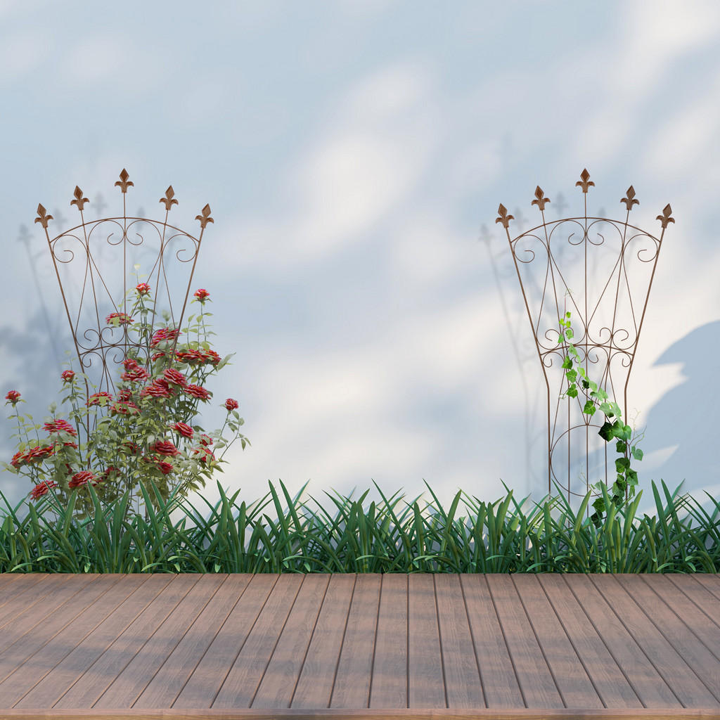 Thumbnail - Relaxdays 2Xrankgitter, Braun, Metall, 54x145x1 cm, Gartenzubehör, Gartendeko