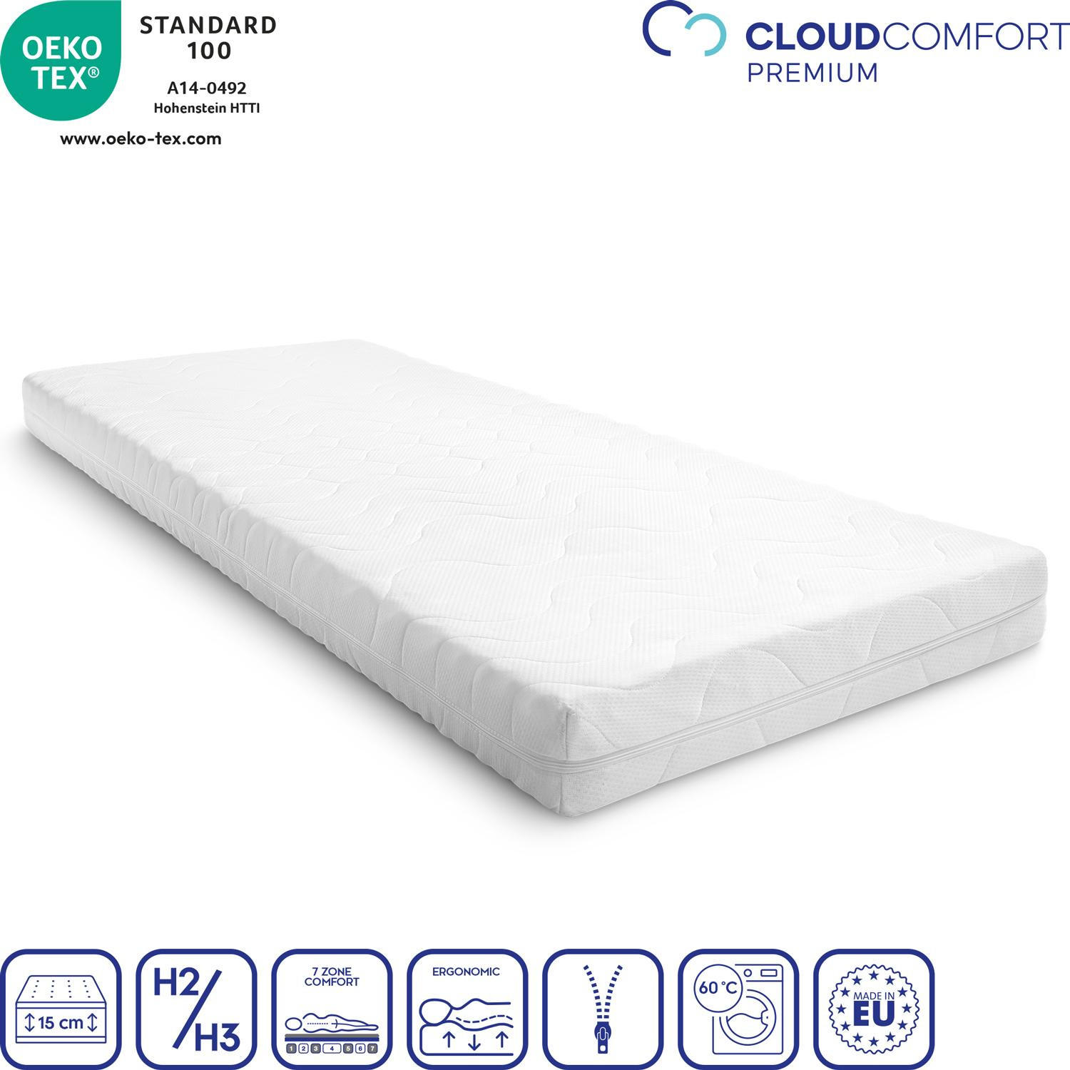 KALTSCHAUMMATRATZE Premium 100x200 cm - Weiß, Textil (100/200cm) - CloudComfort