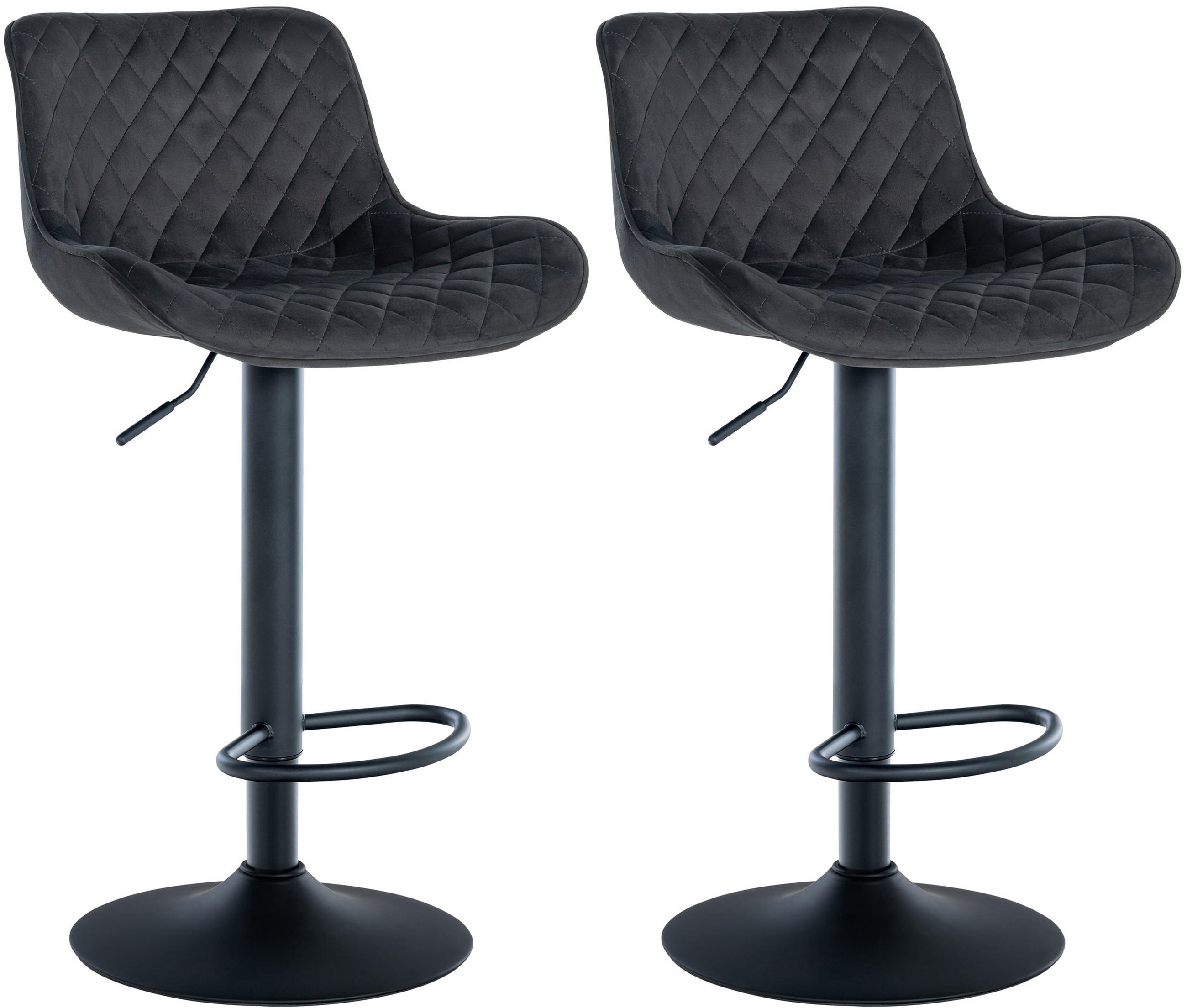 BARHOCKER 2er Set Minerva Samt schwarz - Schwarz, Textil/Metall (48/105/54cm) - TPFLiving