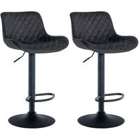 BARHOCKER 2er Set Minerva Samt schwarz - Schwarz, Textil/Metall (48/105/54cm) - TPFLiving