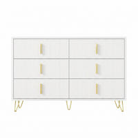 KOMODA bílá a zlatá 120 cm, 6 zásuvek, moderní - bílá, kompozitní dřevo (120/77/40cm) - Urban Meuble