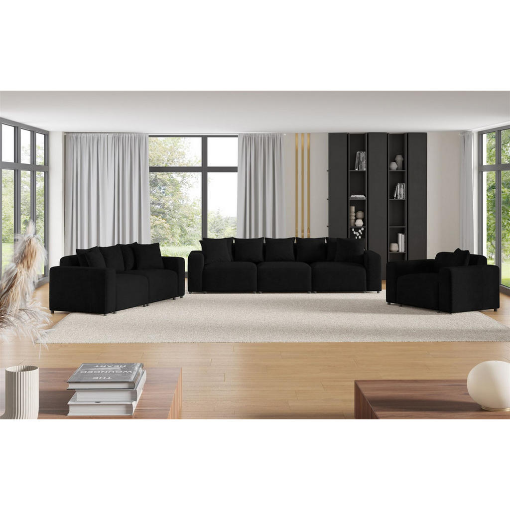 Thumbnail - Fun Möbel Sofa, Schwarz, Textil, 236x75x98 cm, Wohnzimmer, Sofas & Couches, Sofas, 2-Sitzer Sofas