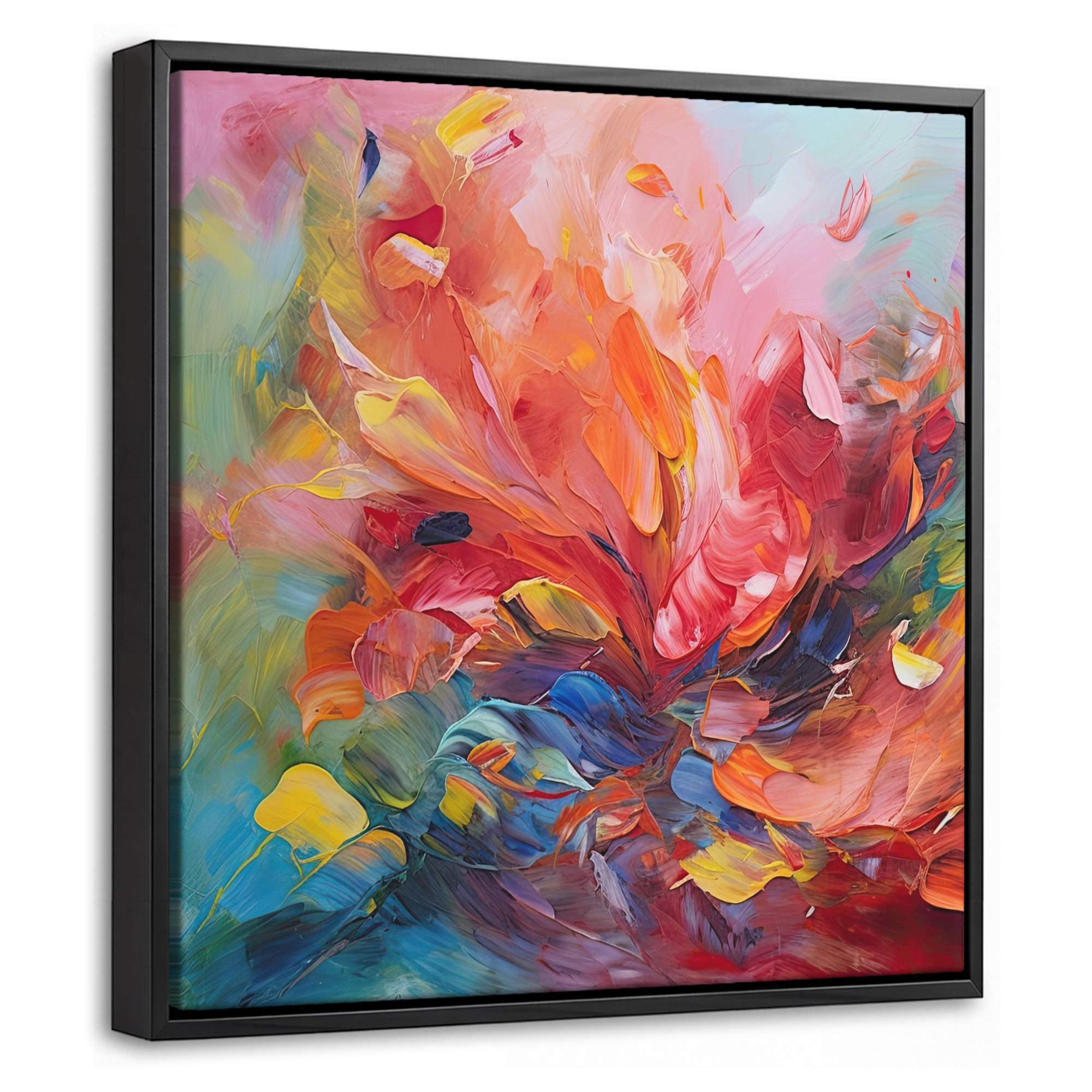 LEINWAND Bilder mit Rahmen - Ölgemälde - Kunst - Abstrakt - Farbenfroh - 20x20 - Altrosa, Textil (20/20cm) - MuchoWow