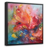 LEINWAND Bilder mit Rahmen - Ölgemälde - Kunst - Abstrakt - Farbenfroh - 20x20 - Altrosa, Textil (20/20cm) - MuchoWow