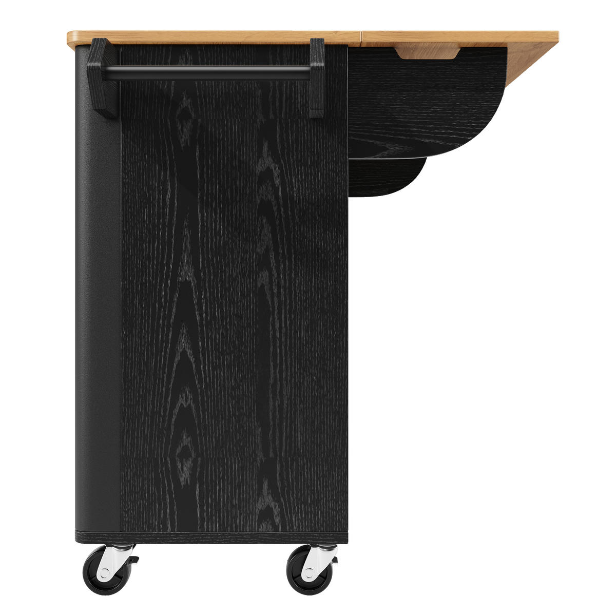 KÜCHENINSEL 130cm Küchenwagen Ausziehbar Weiß Schwarz - Schwarz, Holzwerkstoff (130/92/45cm) - FLIEKS