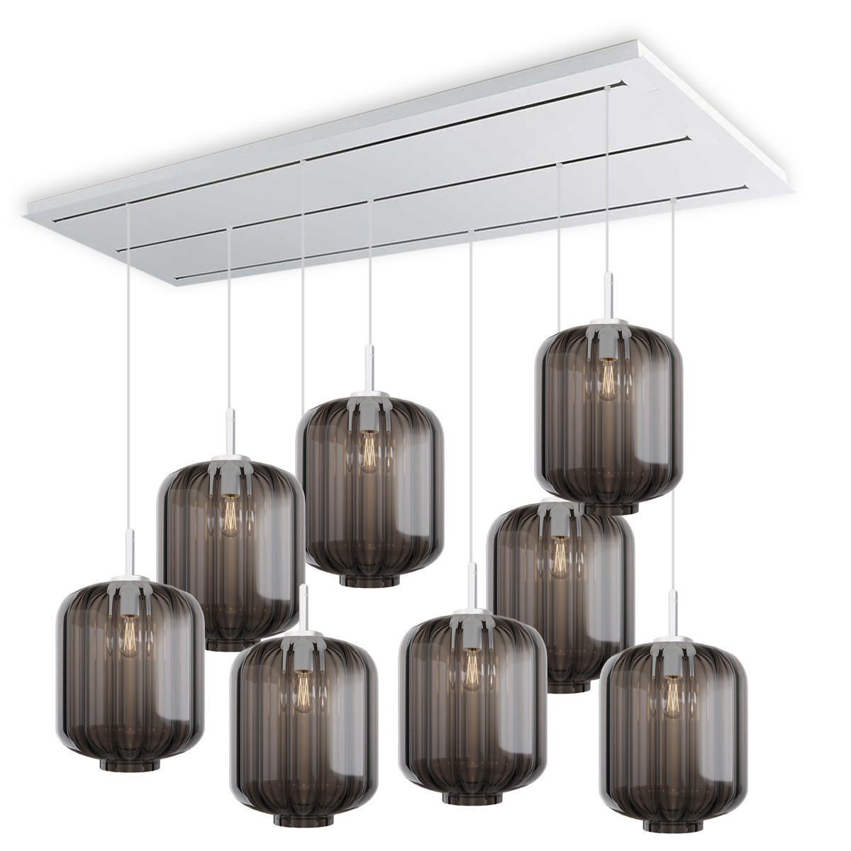 HÄNGELEUCHTE Velo 8-flammig Rauch Ø 25cm - Anthrazit/Weiß, Glas (25/25/27cm) - s.luce
