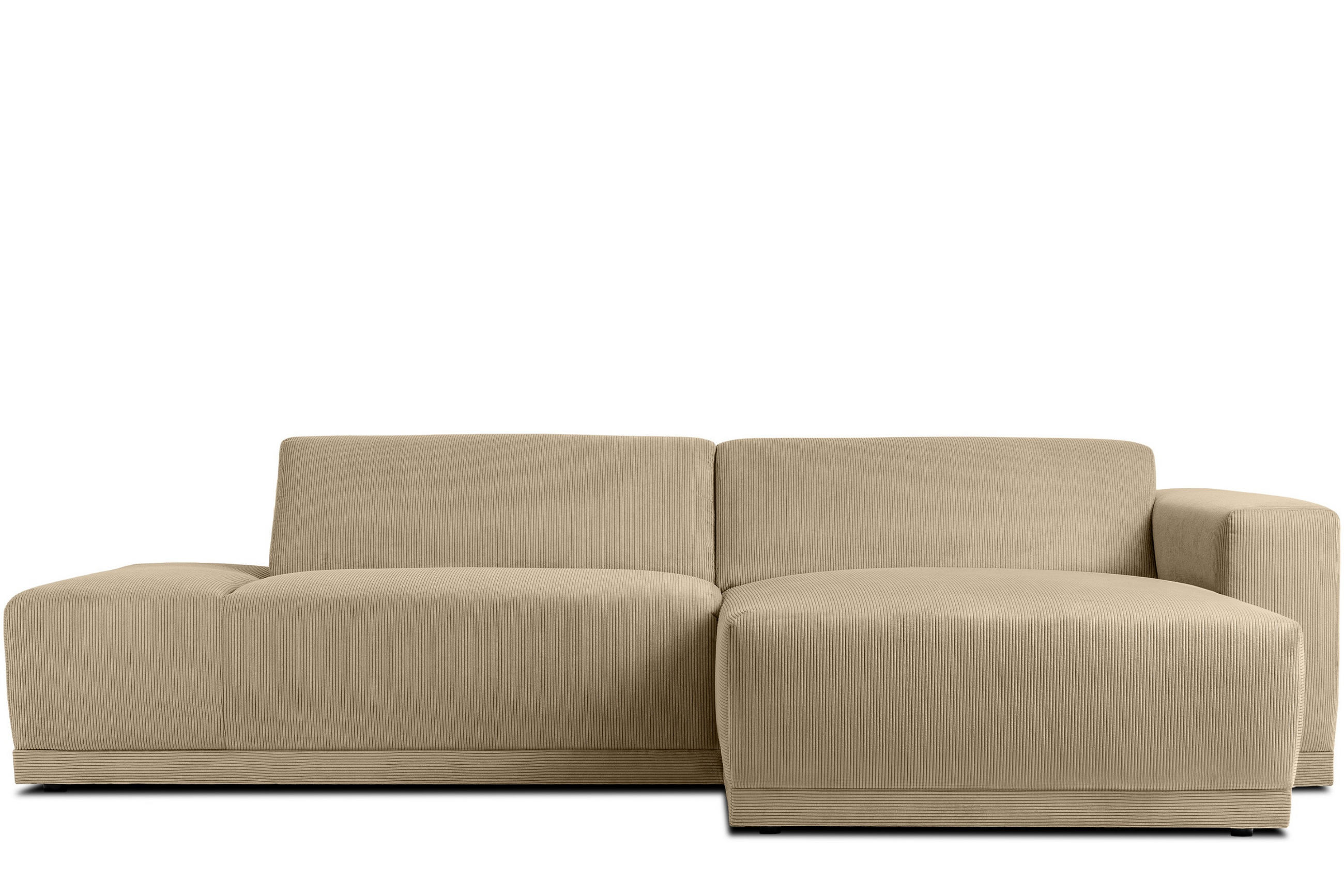 ECKSOFA-RECHTS MUDI in moderner Optik mit hochwertigem Kaltschaum, Cord-Stoff, beige - Beige/Schwarz, Textil (280/160cm) - KONSIMO®