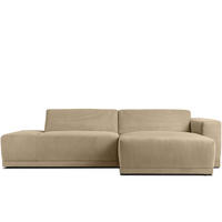 ECKSOFA-RECHTS MUDI in moderner Optik mit hochwertigem Kaltschaum, Cord-Stoff, beige - Beige/Schwarz, Textil (280/160cm) - KONSIMO®