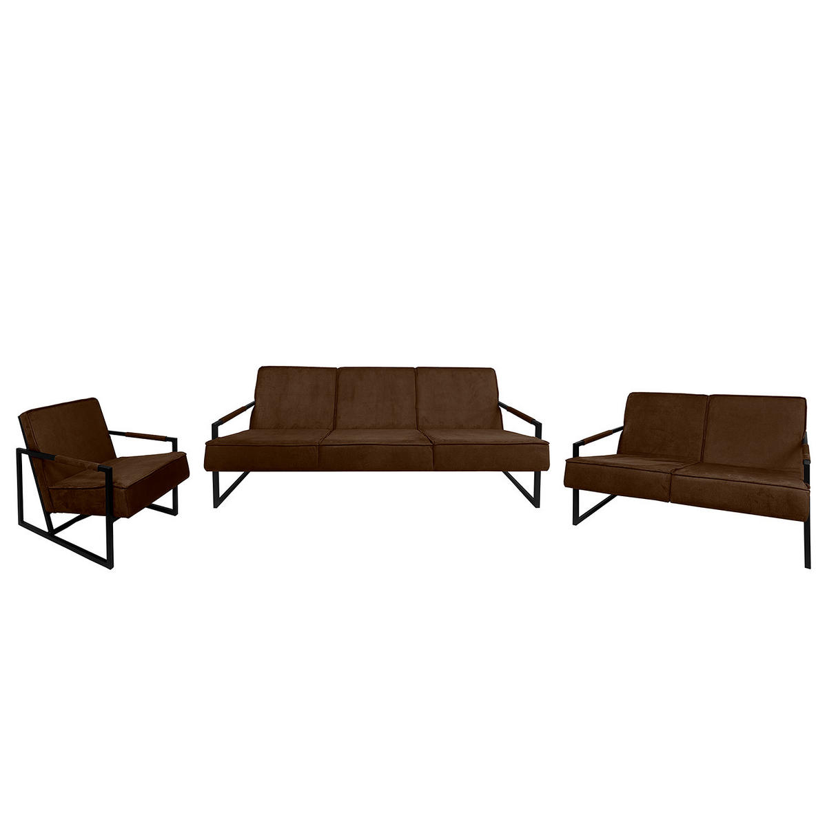 POLSTERGARNITUR (3-2-1) - Strukturstoff - Braun, Textil (1/1/1cm) - home24