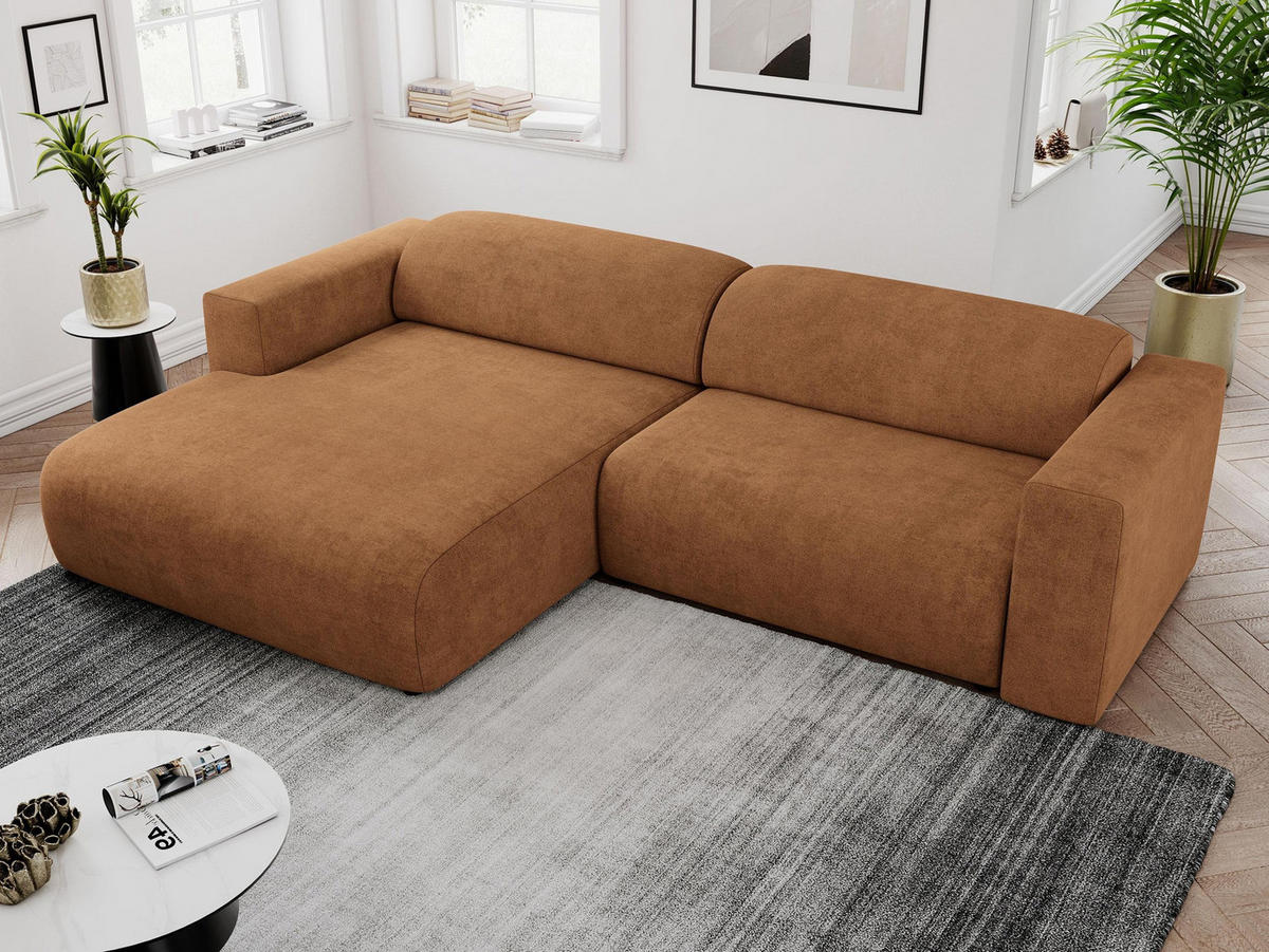 ECKSOFA PASADENA Orange Struktur - Links Seite - Schwarz/Orange, Kunststoff/Textil (288/180cm) - MKS