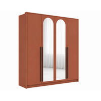 KLEIDERSCHRANK MIT SPIEGEL: Terrakotta / Griffe Silber, 205 x 65 x 217,2 cm - Silberfarben/Terracotta, Holzwerkstoff (205/217.2/65cm) - 3XE LIVING