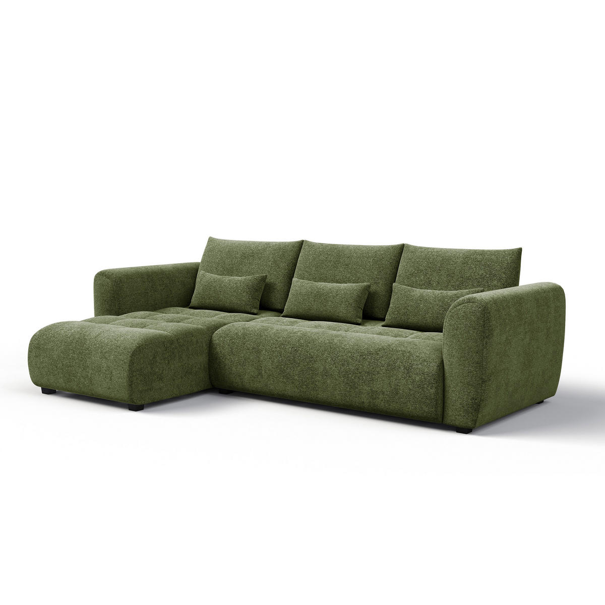 ECKSOFA SORENO 4-Sitzer, dunkelgrün - Dunkelgrün/Schwarz, Holz/Textil (293/171cm) - Courtois Laville