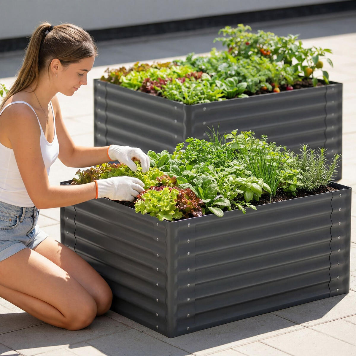 HOCHBEET Salvia verzinkt, 120 x 90 x 62 cm, 650 l, grau - Grau, Metall (90/62/120cm) - tectake