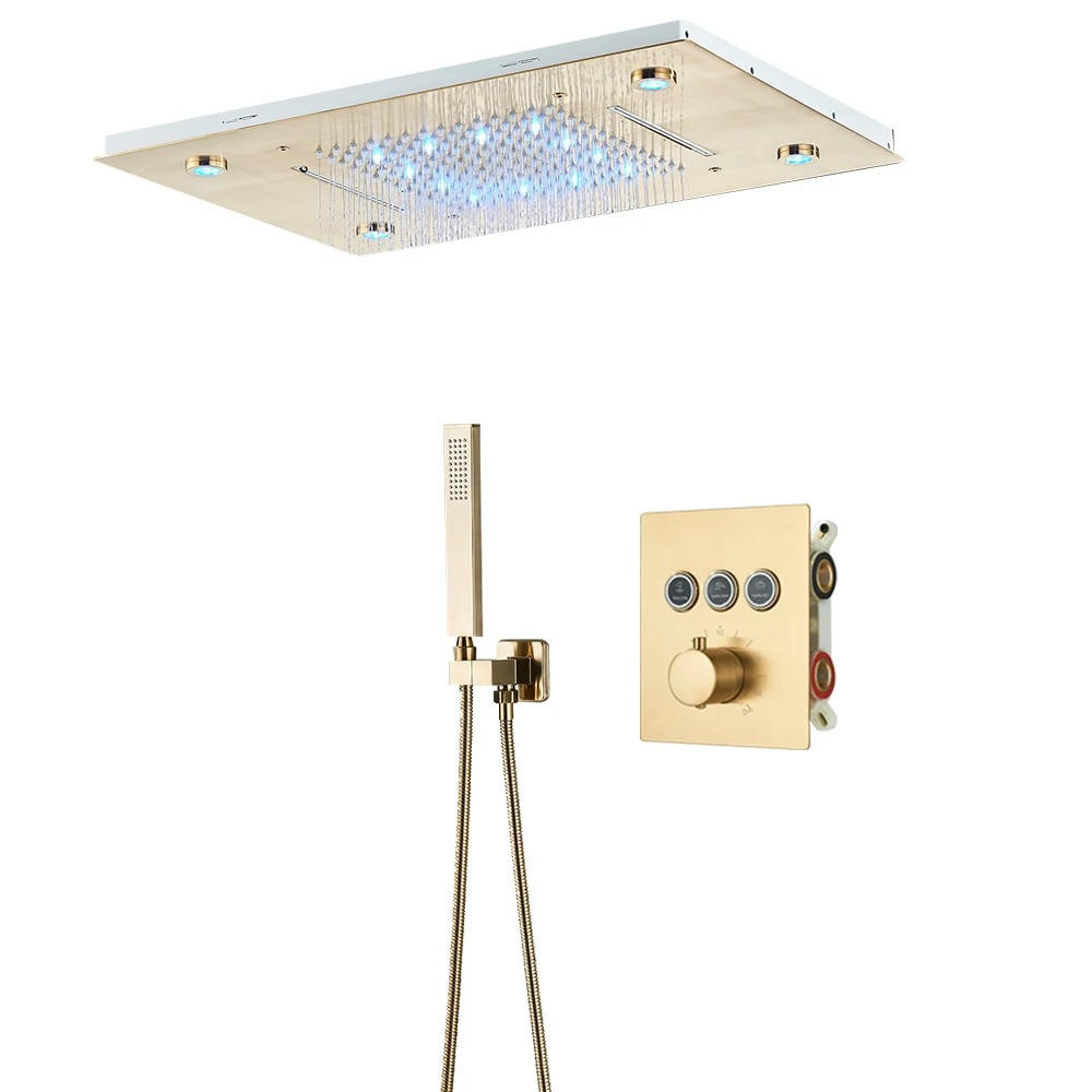 DUSCHSYSTEM Thermostat LED Gebürstetes, Gold - Goldfarben, Metall (49/165/35cm) - Kaket