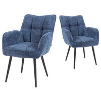 ESSZIMMERSTUHL Mika-Miro - Blau/Schwarz, Textil/Metall (59/84/66cm) - DUBI Möbel