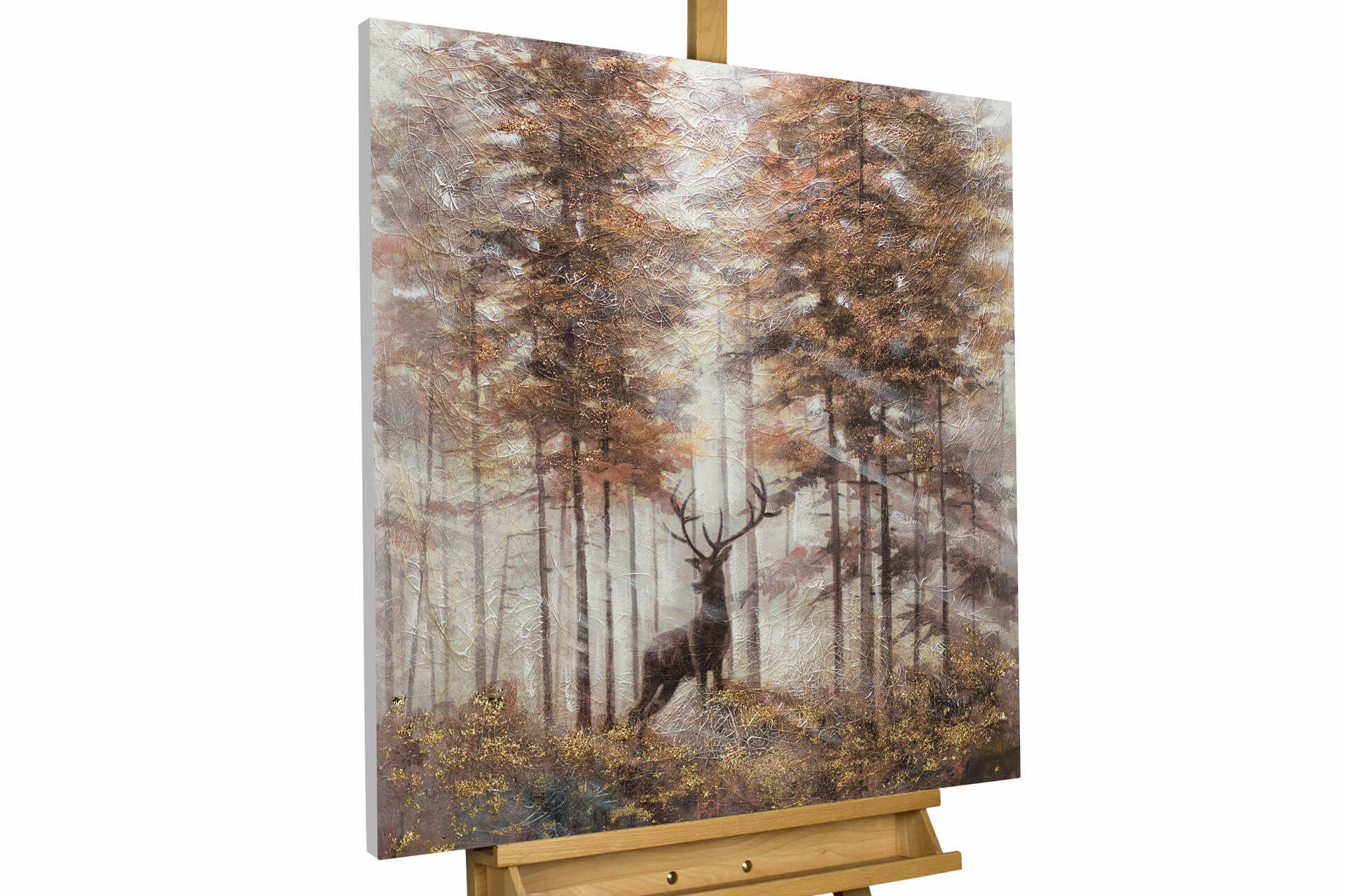 ACRYLBILD HANDGEMALT 80/80 cm - Beige/Braun, Holz/Textil (80/80cm) - KUNSTLOFT
