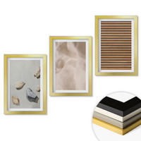 WANDBILDER 3er Set - 20x30 cm Goldrahmen - Steine, Holz, Stofftexturen - Goldfarben, Kunststoff (20/30cm) - ArtPrintCave