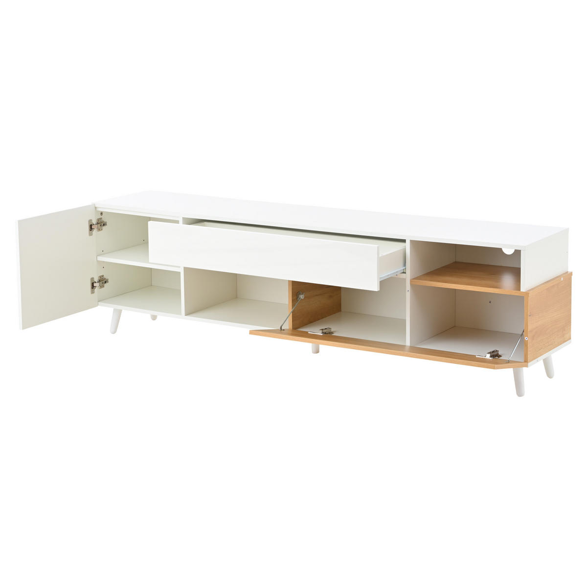LOWBOARD Weiß/Naturfarben 180/38/50 cm - Weiß, Holzwerkstoff (180/50/38cm) - PANGIVO