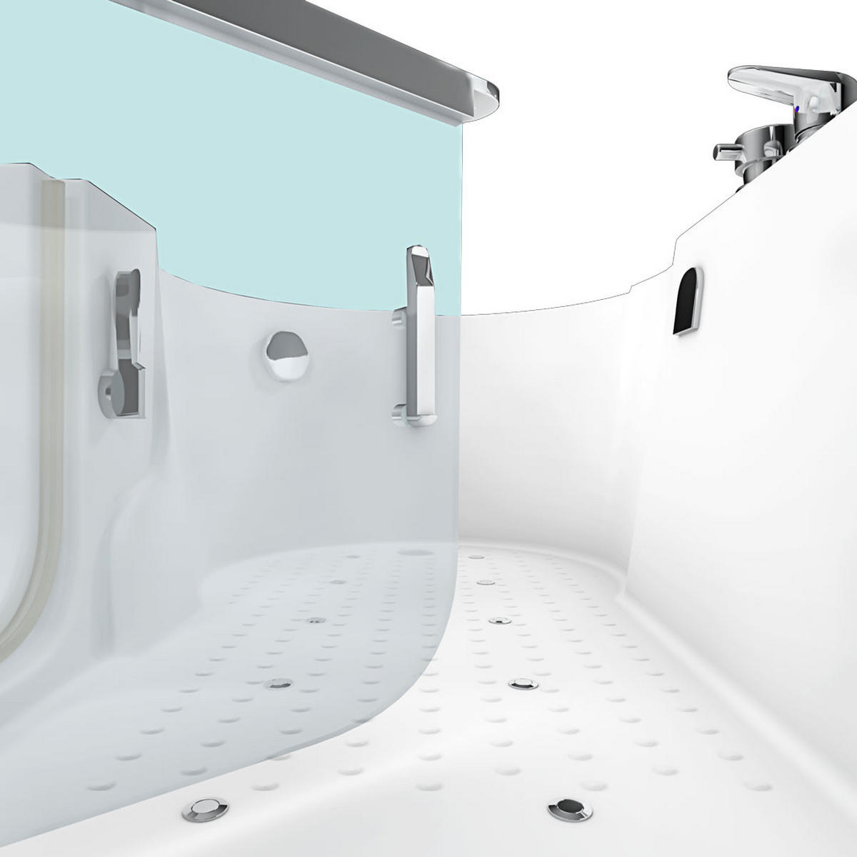 SENIORENWANNE mit Tür S12-EH-AIR-R - Weiß, Glas/Kunststoff (170/60/85cm) - AcquaVapore by Sandra Jentho