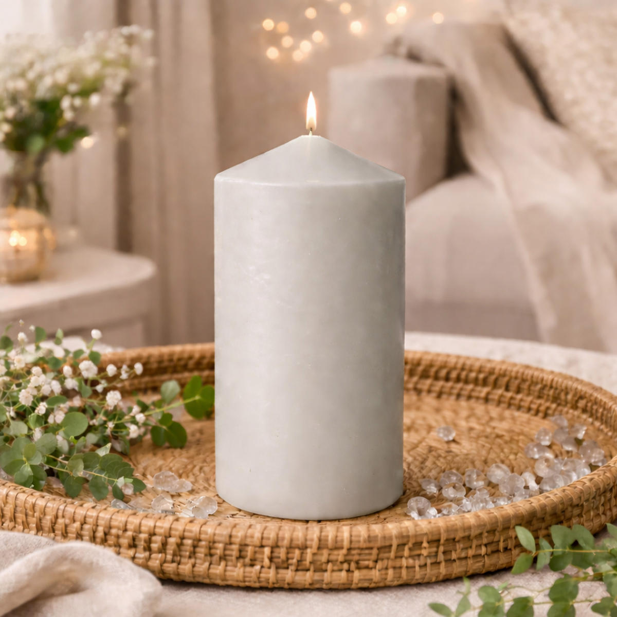 STUMPENKERZEN Ø7cm x 15cm Taupe (4er Pack) - Taupe, Naturmaterialien (15cm) - HS Candle