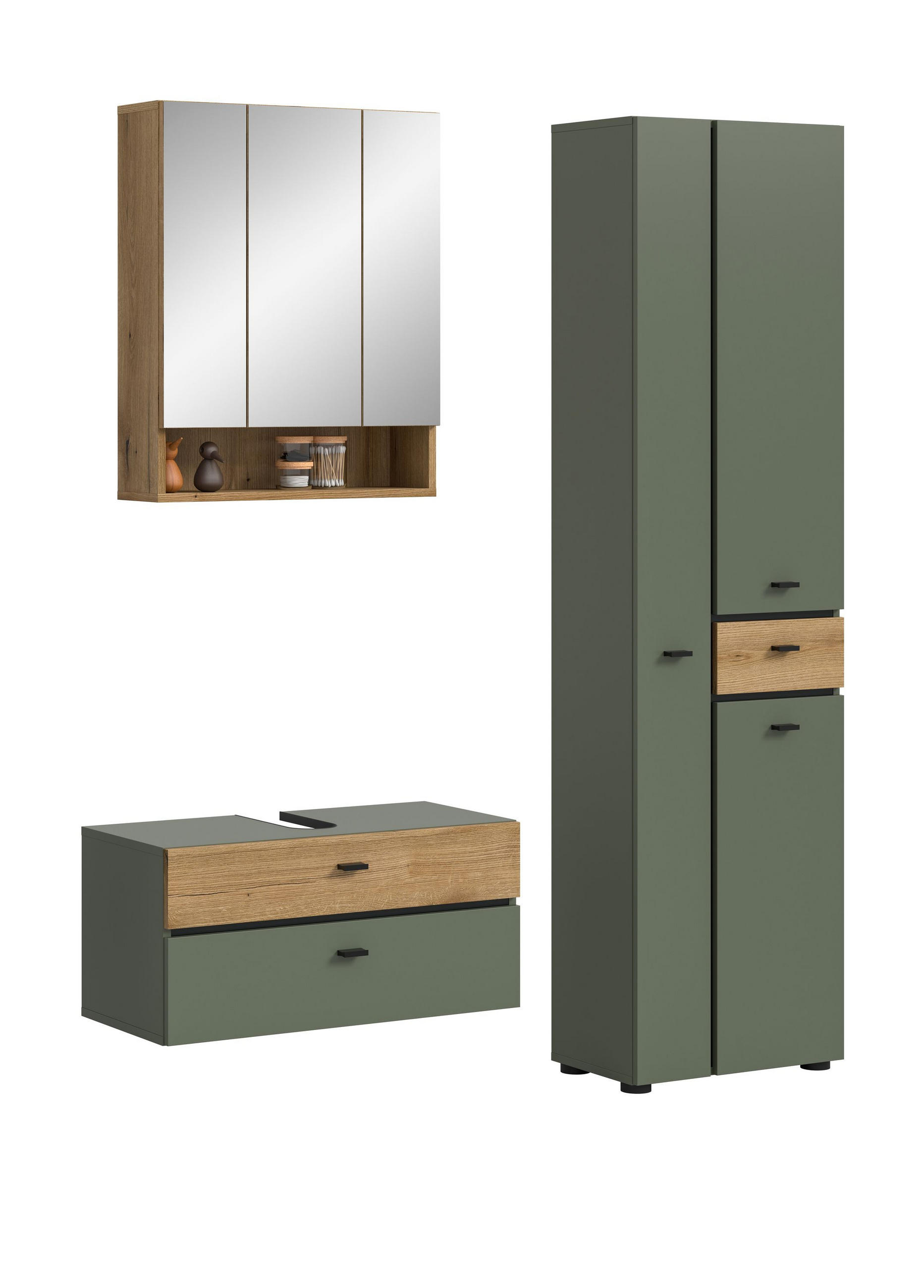 BAD-SET AQUA 3-tlg. (B/H/T: ca. 141/191/35 cm) in Sage Green/Sage Green - Grün, Holzwerkstoff (141/191/35cm)